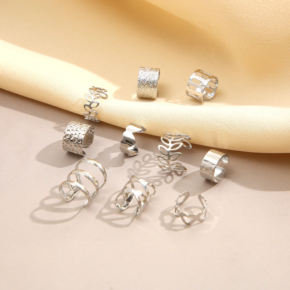 Vintage بسيطة صغيرة سبائك الفضة اللون متجمد الجوف القلب ليف أقراط Clip مجموعة للنساء في سن المراهقة موضة الأذن الكفة مجوهرات جديد