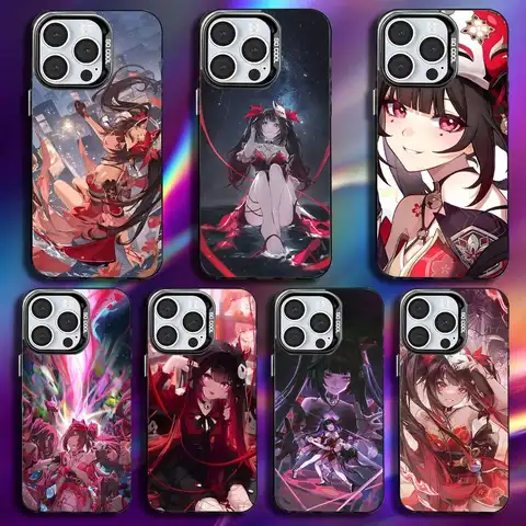 Hanabi Honkai Star Rail Sparkle Phone Case For iPhone 16,15,14,13,12,11,Pro,Max,Plus,Mini,XS Anti Fall Black Matte Hard Bumper