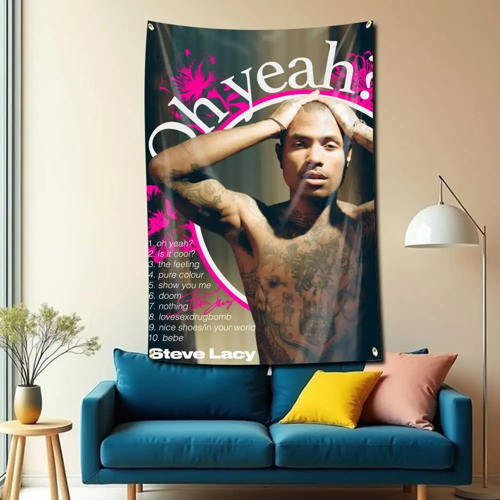 Steve-Lacy Music Vibe Flag Tapestry Banner for Bedroom Living Room Outdoor Camping Custom Supported