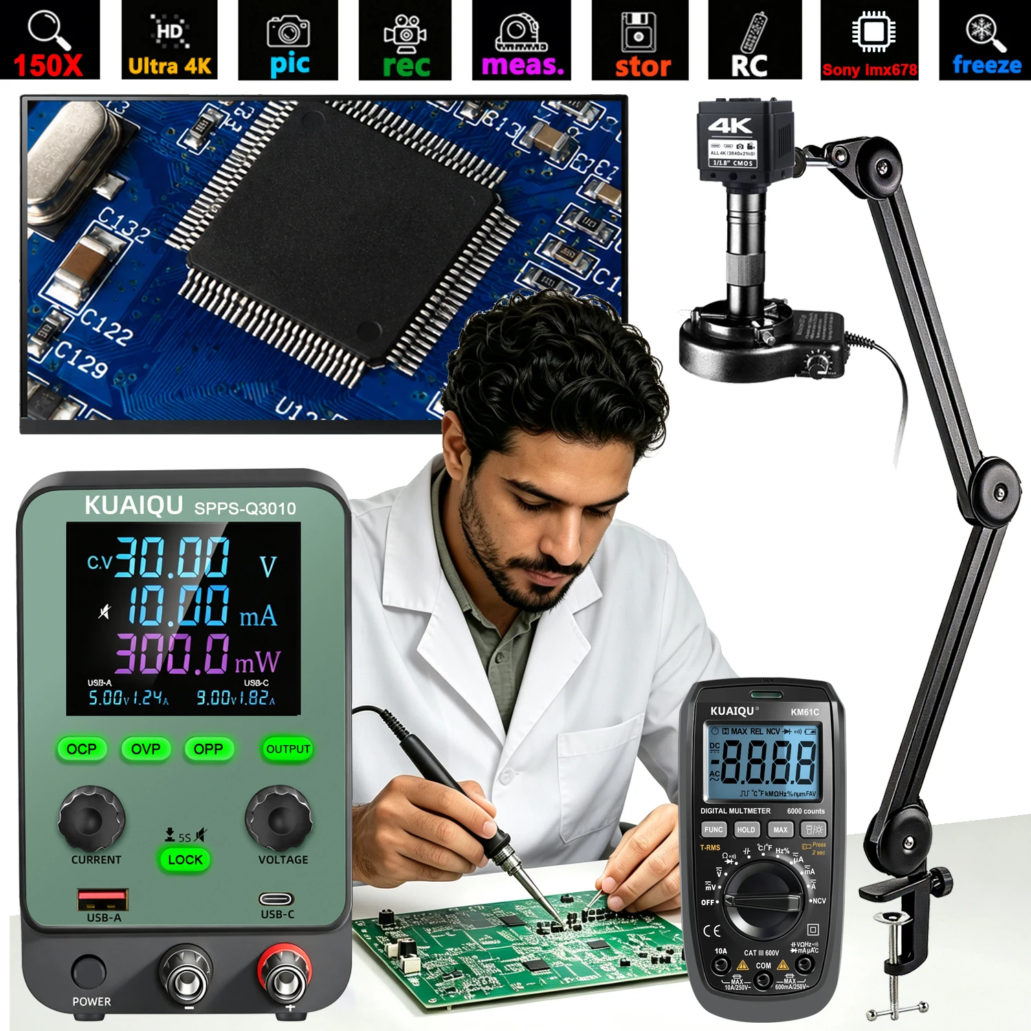 Electronics Repair Videos - Microscopio Digitale 4K per Saldatura PCB,