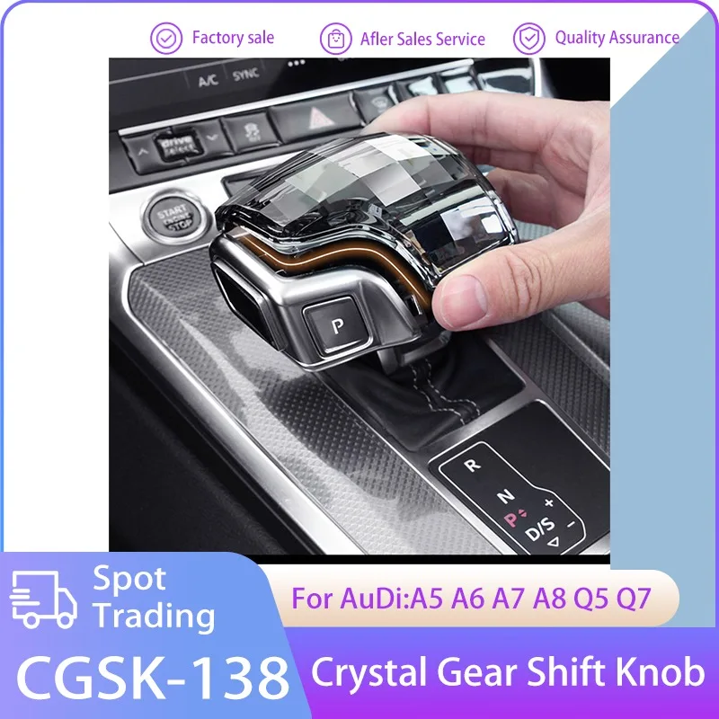 

Car Crystal Gear Shift Knob Cover For Audi Q5 A6 A7 A8 A4 2017-2022 Modified Handle Cover Crystal Shift Head RS S Line Sticker