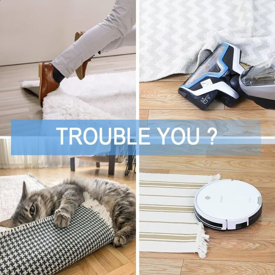 Rug Tape Pad Rug Anchors Carpet Hook and Loop NonSlip Mat AntiSkid Stickers 10PCS Black