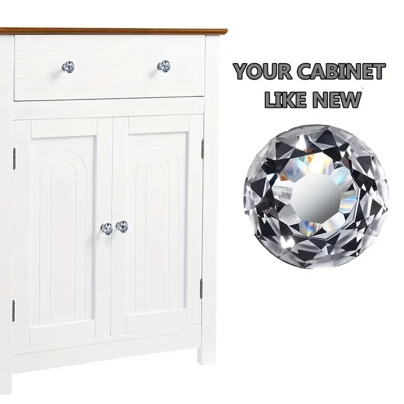 4pcs Crystal Glass Handles - Elegant Single Hole Cabinet Door Furniture Accessories - 3cm Zinc Alloy Small Handle for Wardrobe
