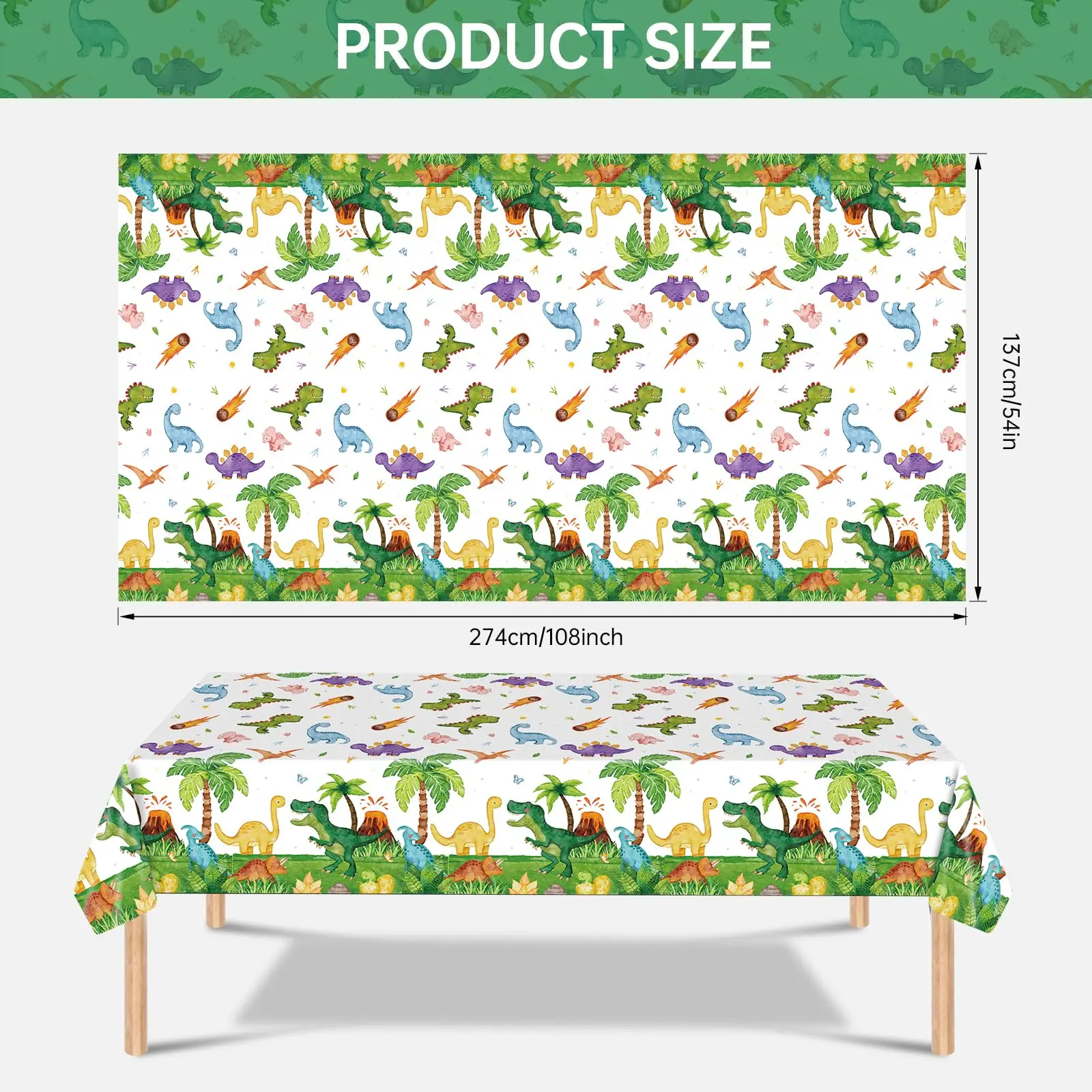 Dinosuar Tablecloth Plastic Jungle Animal Disposable Rectangle Table Cover for Dino Themed Birthday Party Decoration Supply