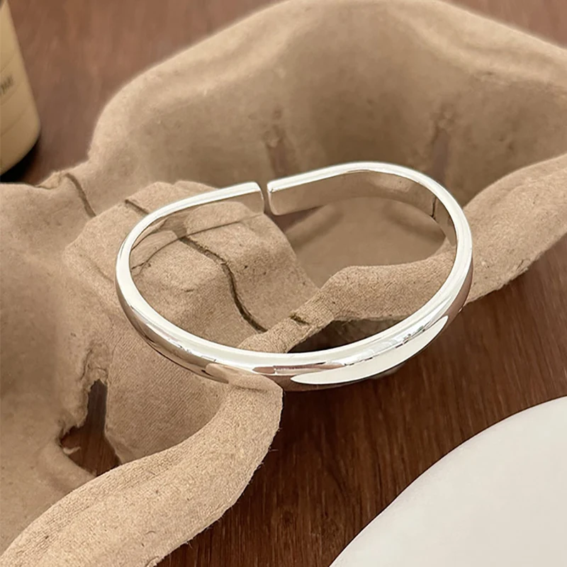 Foxanry Minimalist Silver Color Bracelets for Women Couples Korean Fashion Creative Irregular Smooth Geometric Party Jewelry