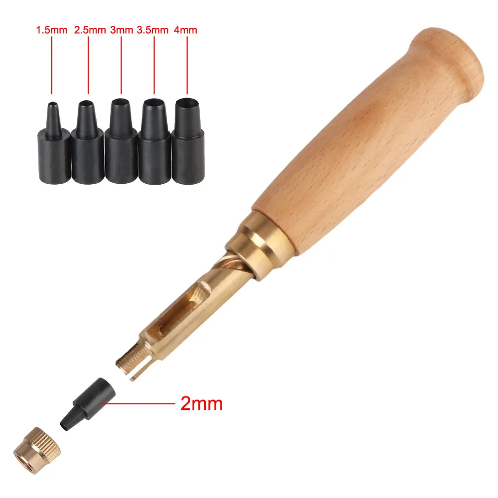 With 6 Size Tip 1.5-4mm Automatic Belts Removable DIY Tool Screw Punch Leather Tools Hole Punch Screw Book Drill Auto