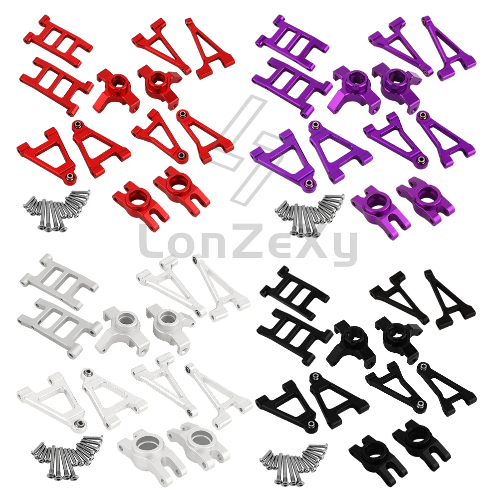 Metal Suspension Arm Steering Knuckle Set 86.4g For MJX 1/14 14301 14302 14303 RC Car Upgrade Parts Black Red Silver Purple