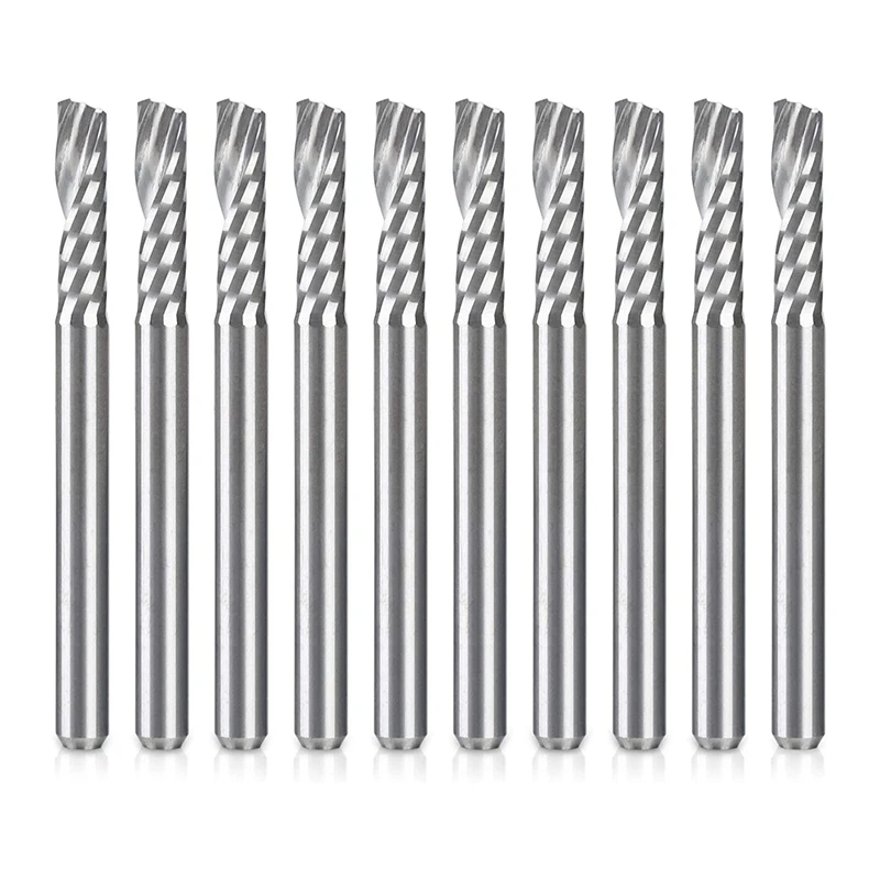 

10 Pack CNC Router Bits 1/8 Inch Shank Spiral Upcut Router Bit Single Flute End Mill Set Milling Cutter Tungsten Steel Engraving