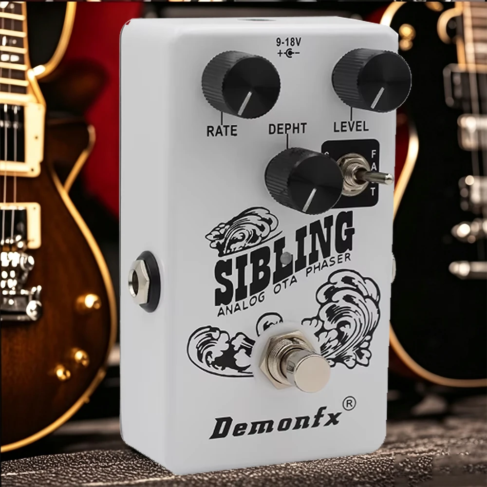 Demonfx Sibling Guitar  Effect Pedal True Bypass Mini 3‑Stage OTA Analog Phaser Slow Fast Modes 9V‑18V Metal Effect Stompbox