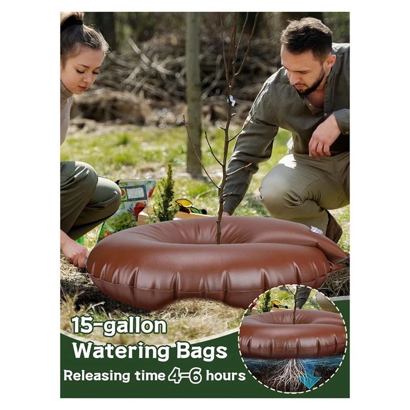 Tree Watering Bags Slow Release Saplings Rings, 4-6 Hours Releasing Time, Automatic Drip Tree Watering 15 Gallons 2 Pcs