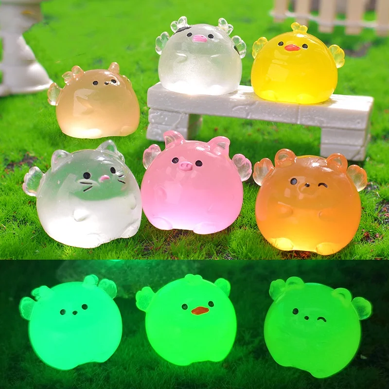 

Creative Cartoon Luminous Light with Wings Angel Animal Micro Landscape Resin Small Ornament DIY Home Decoration Small Ornament