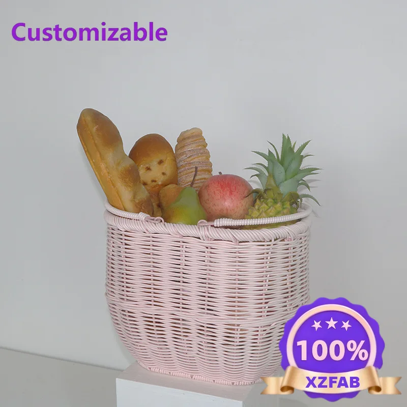 Factory Direct 2026 Ins wind storage basket portable PE rattan storage woven basketflower arrangement blue