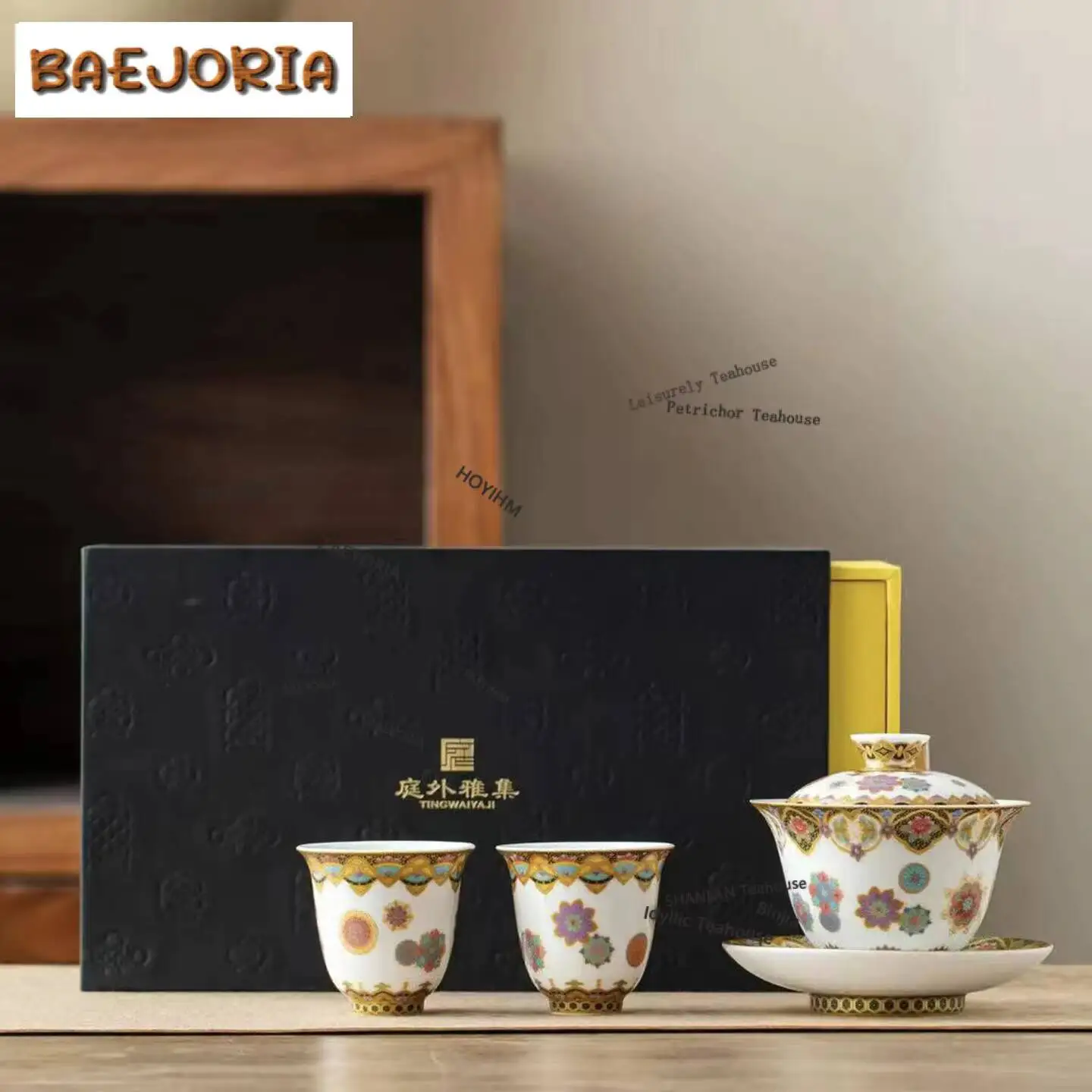 Dunhuang Colour Enamels Tea Set Complete Set Zen Tea Ceremony Set Teapot And Tea Cup Set Tea Services Supplies Ornaments Craft