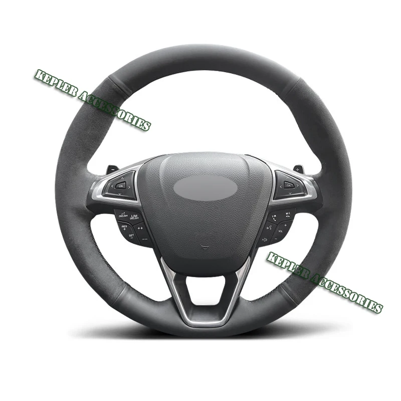 Genuine Leather Black Thread Steering Wheel Cover for Alcantera Car Accessories Specifically for Ford MONDEO EDGE GALAXY S-MAX S