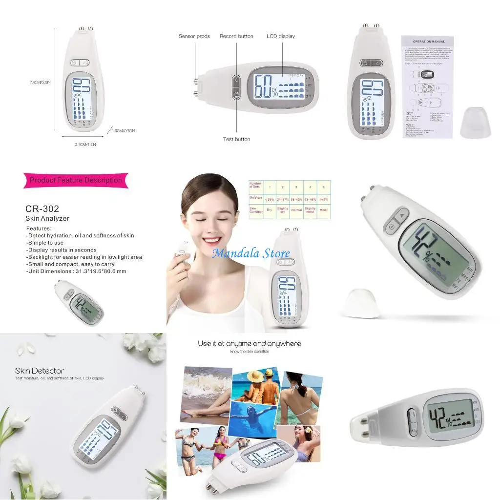 جهاز اختبار رطوبة البشرة الصغير U2JC، جهاز اختبار محتوى الزيت والرطوبة لنعومة الوجه