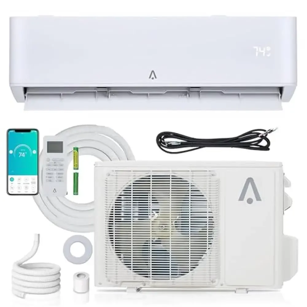 18000 BTU Mini Split Air Conditioner Heat Pump Wifi Alexa Control 4-in-1 System Quiet Operation Complete Installation Kit