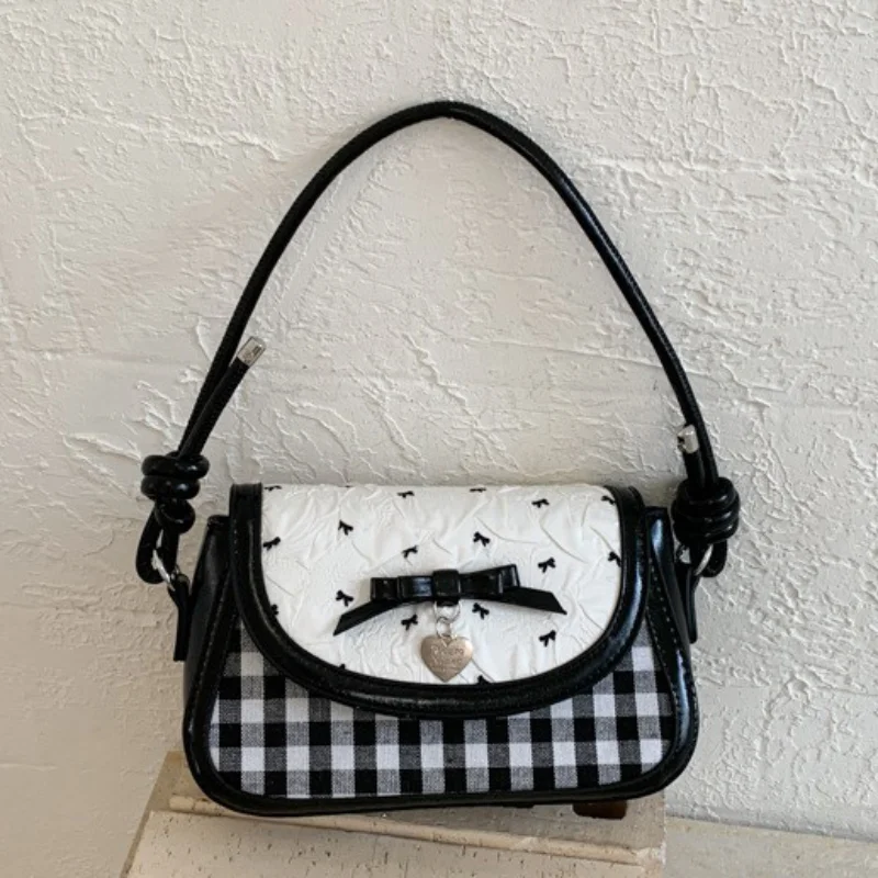 

Корейская премиальная сумка через плечо с милым бантом и сердечком, квадратная мини-сумка кросс-боди, женская мини-сумка с клапаном на молнии