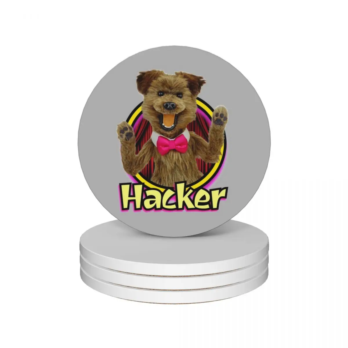 HACKER T. DOG from HACKER TIME Ceramic Coasters (Set of 4) for cups set customized cute kitchen supplies Coasters