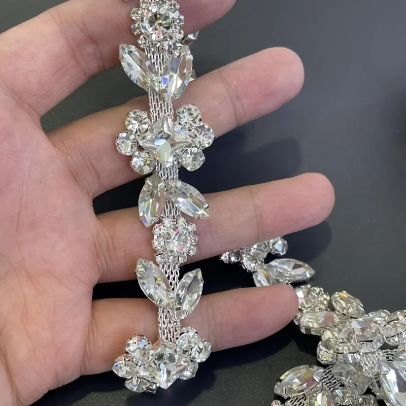 1 szt. Kryształowy łańcuszek z kryształkami szeroki musujący DIY wykończenia dekoracyjny diamentowy pasek na ramię modne dodatki do kapeluszy torby odzież