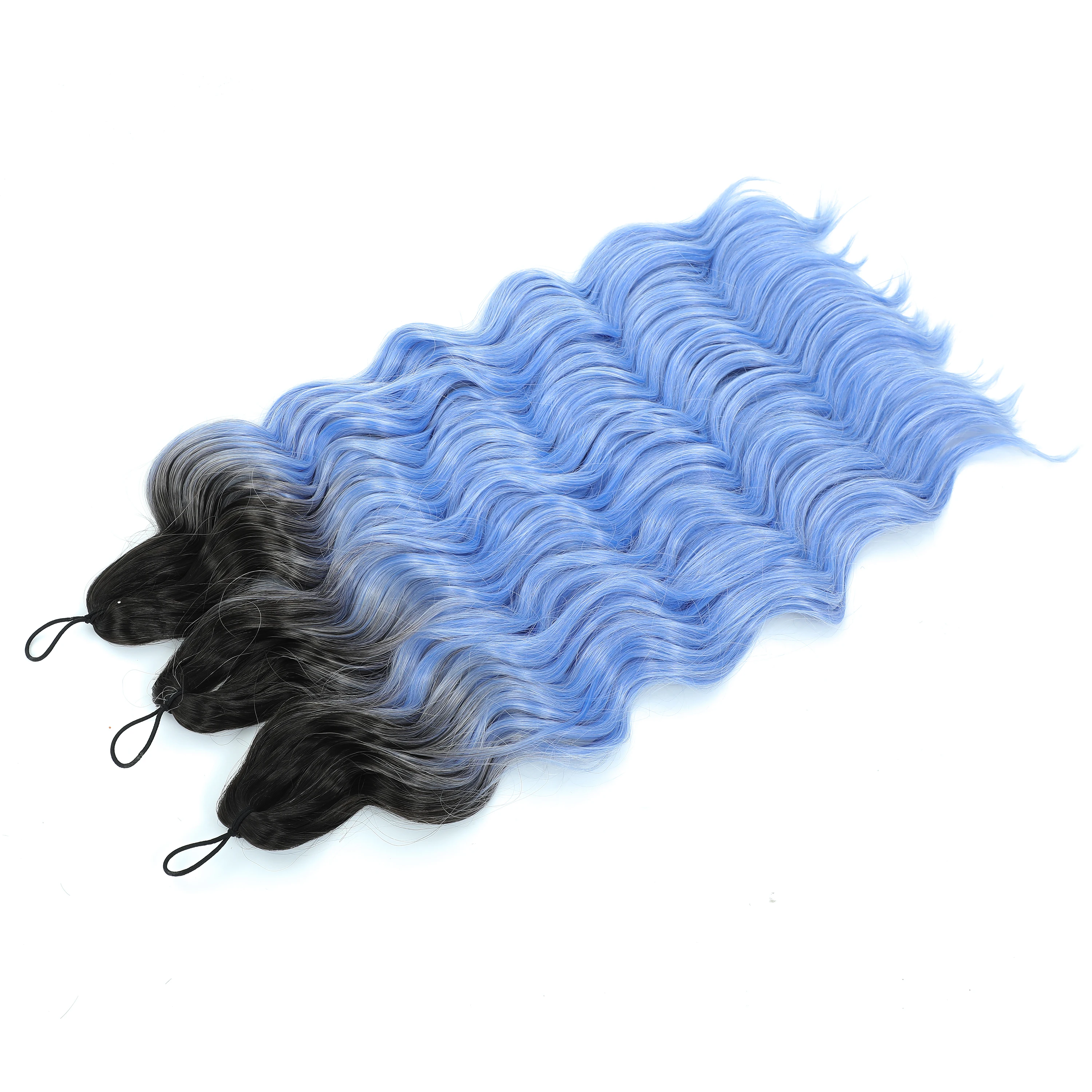 24 pulgadas 300g ANNA pelo de ganchillo sintético onda de agua extensiones de cabello trenzado Ombre color arcoíris pelo falso suelto pelo rizado profundo