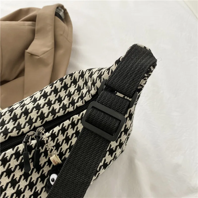 Classic Houndstooth Crossbody Bags Women Ins All Match Zipper Hobos Basic Stylish Shoulder Female Street Chic Simple Teenagers