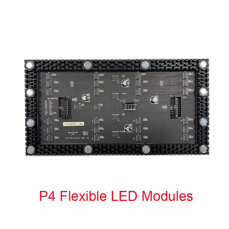 Módulo RGB interno macio flexível P4 256*128mm 1/16Scan 3-em-1 LED Display de propaganda Modulev64 * 32 pontos Painel LED colorido