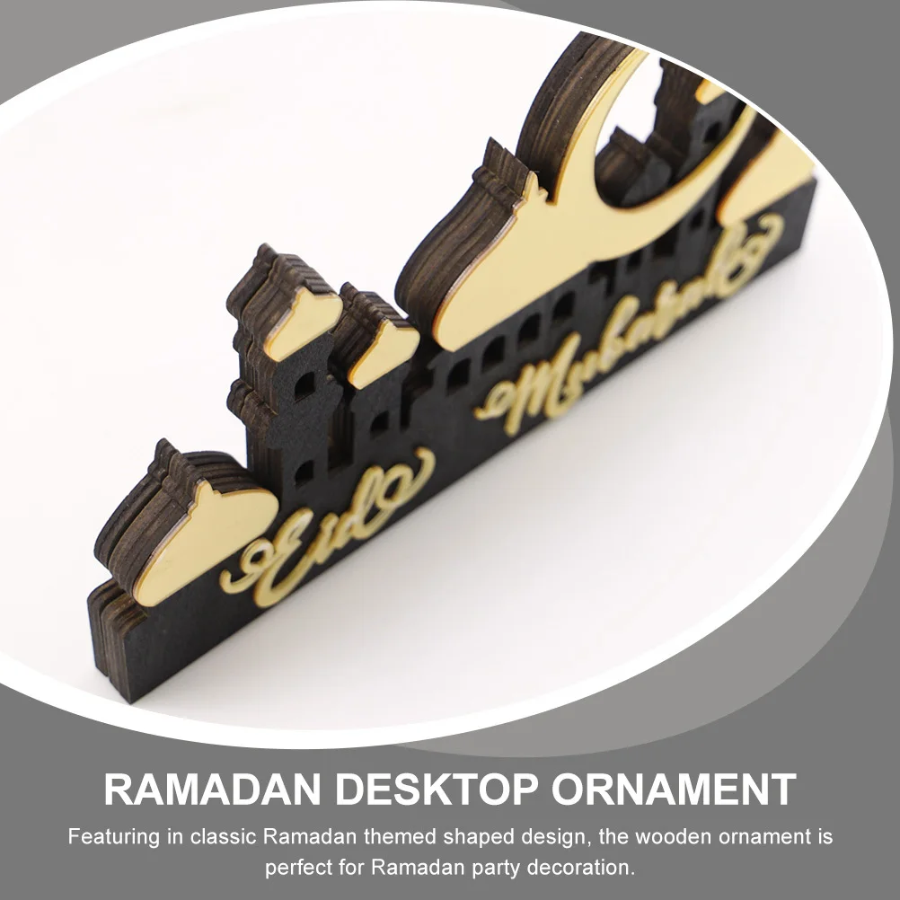 Ramadan Wooden Decoration Hollow Out Design Delicate Eid Party Ornament Ramadan Desktop Ornament Eid Mubarak Wood Decoration
