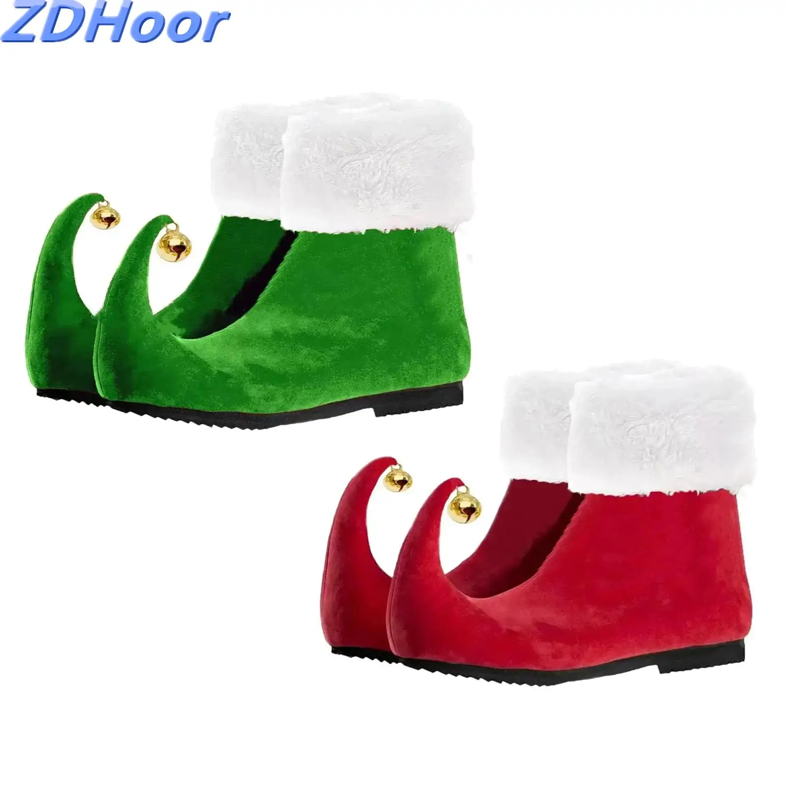 

Adult Christmas Shoes Elf Dress Up Shoes with Jingle Bells Xmas Costume for Holiday Party