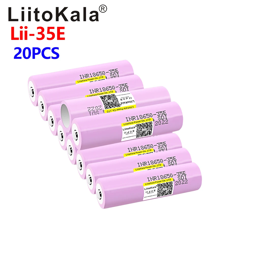 20PCS NEW Liitokala 35E original power 18650 lithium battery 3500mAh 3.7v 25A high power INR18650 for electrical tools