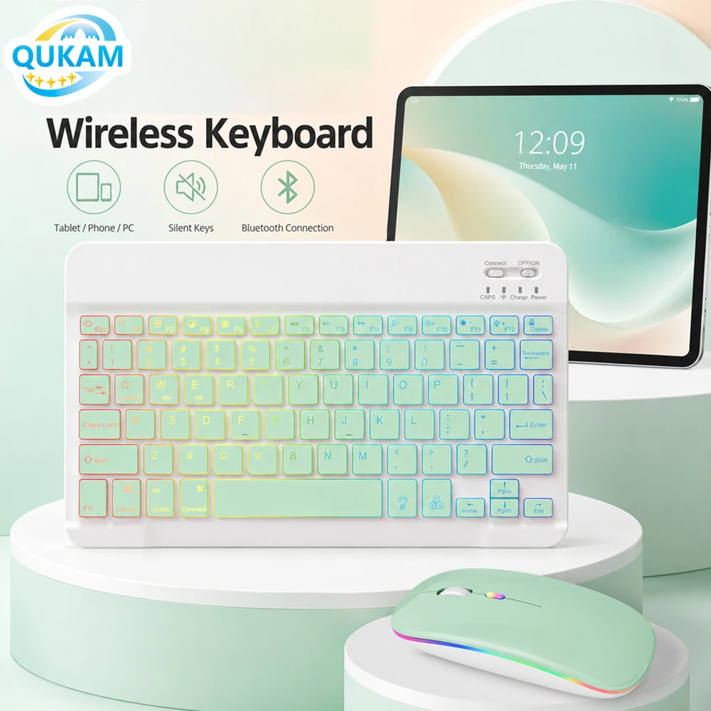 

2026 Backlit Wireless Bluetooth Keyboard Mouse For iPad Xiaomi Samsung iOS Android Windows Tablet Phone PC RGB Keyboard Spanish
