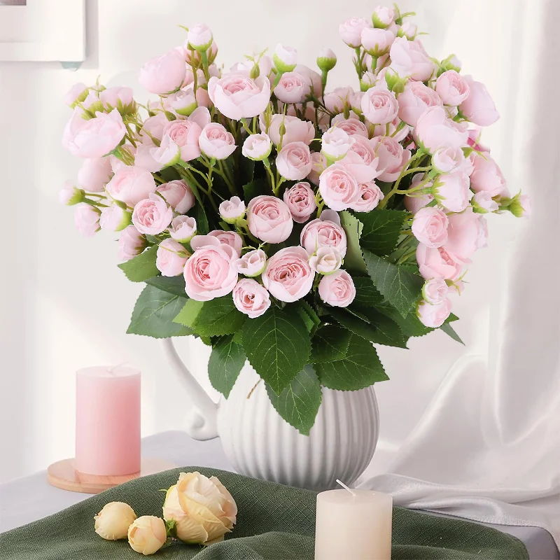 

1Pc Artificial Silk Camellia Stems White Pink Faux Flower Branches DIY Floral Crafts Wedding Bouquet Party Home Vase Decoration