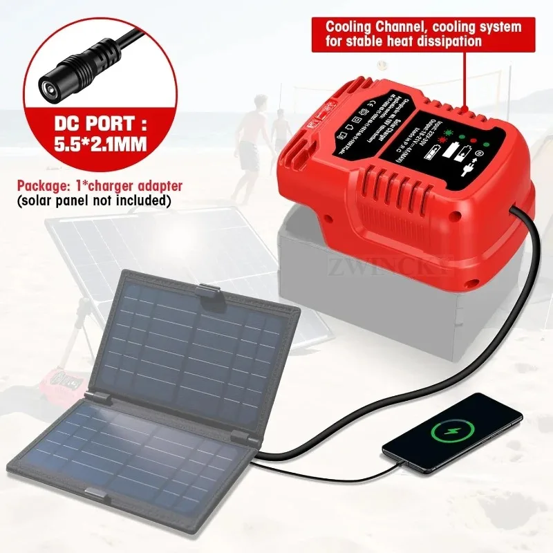 Solar Charger for Milwaukee 18V Battery for Solar Panels（Not Include）Work for Milwaukee 18V Power Tool Battery Converter Charge