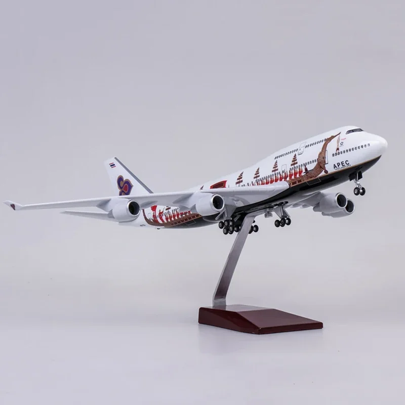 47CM 1:150 Scale Airplane Model Toys Thai Airways Dragon B747 Diecast Resin Aircraft with Light Wheel Gifts Display Collection