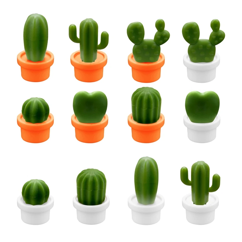 SEWS-12 Pcs Cute Cactus Refrigerator Magnets,Decorative Fridge Magnet Locker Magnet,Dry Erase Board Magnet,Perfect Fridge Magnet