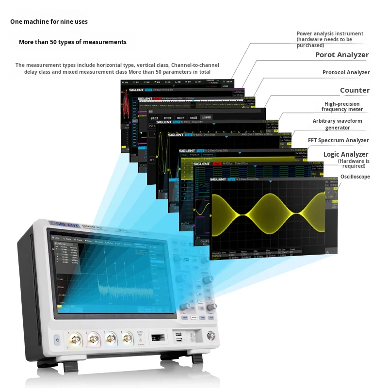 Siglent SDS2072X PLUS DPO Digital Oscilloscope 500MHz-70MHz 2 GSa/s Sampling 10 Bit 4/2+EXT Channels 200 Mpts MemoryAR
