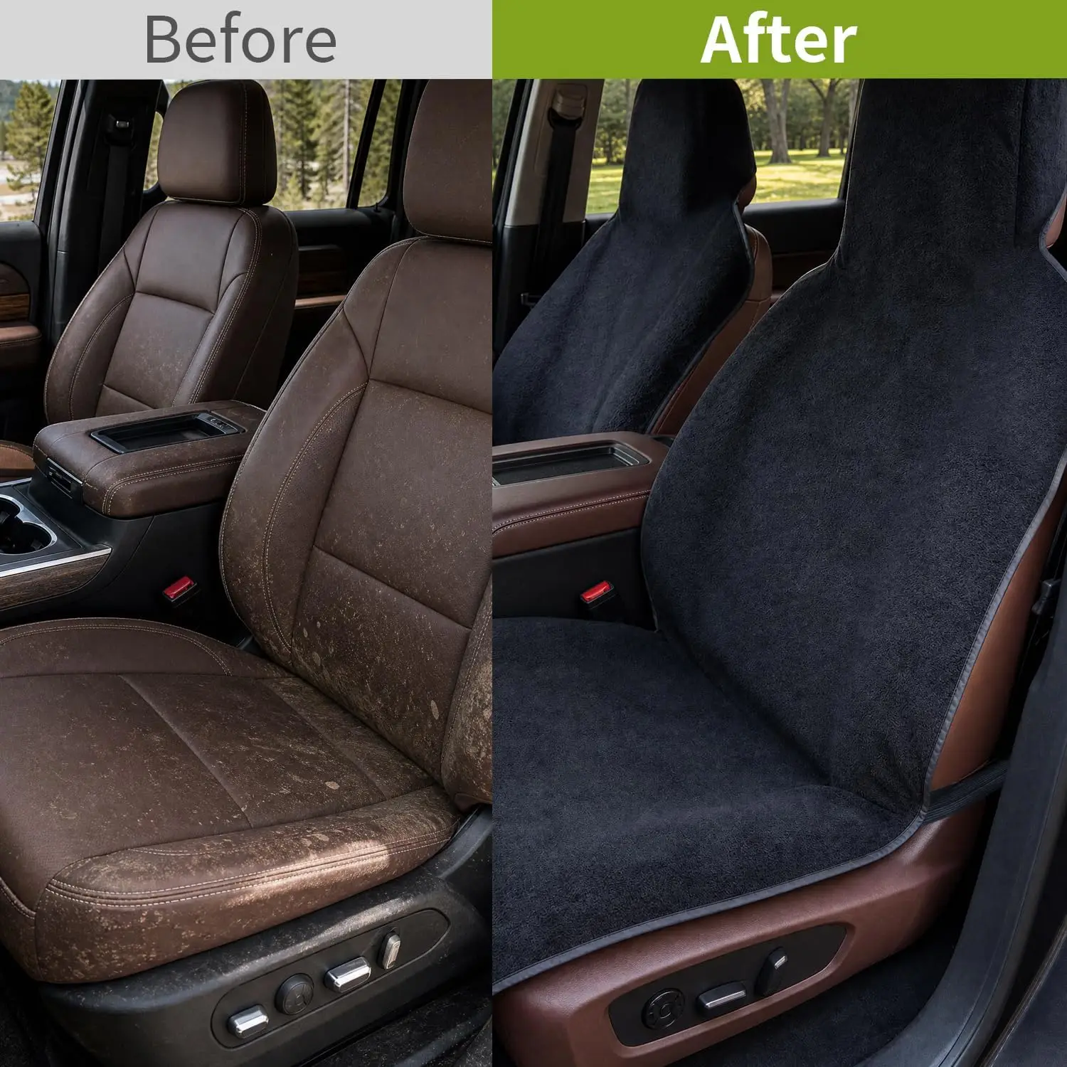 Umbrauto Car Seat Cover Towels Front Seats, Waterproof Sweat Car Seat Towel Protector After Gym Post Workout Athletic, SUV Truck Seat Towel Cover for Running Swimming Beach and Hiking,Black view 3