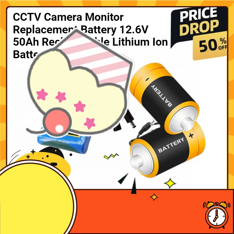 

18650 3S2P 12V 50000mah CCTV Camera Monitor Replacement Battery 12.6V 50Ah Rechargeable Lithium Ion Battery + Charger