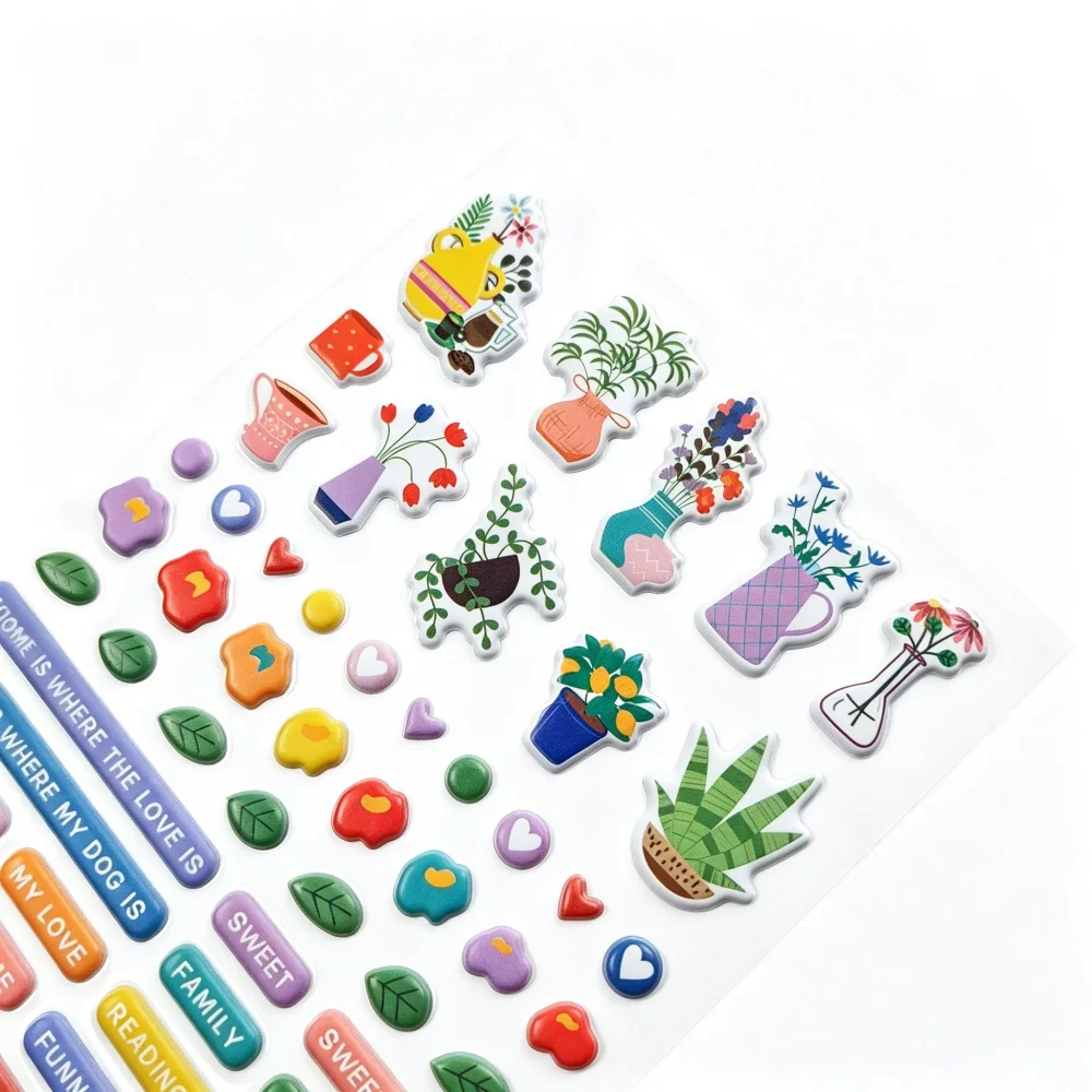 Creative Path Puffy Mini Scrapbooking Journaling Sticker Wiederverwendbare Kleine Vase Stern Herz Motivierende Sätze Deko-Sticker – Detail 20