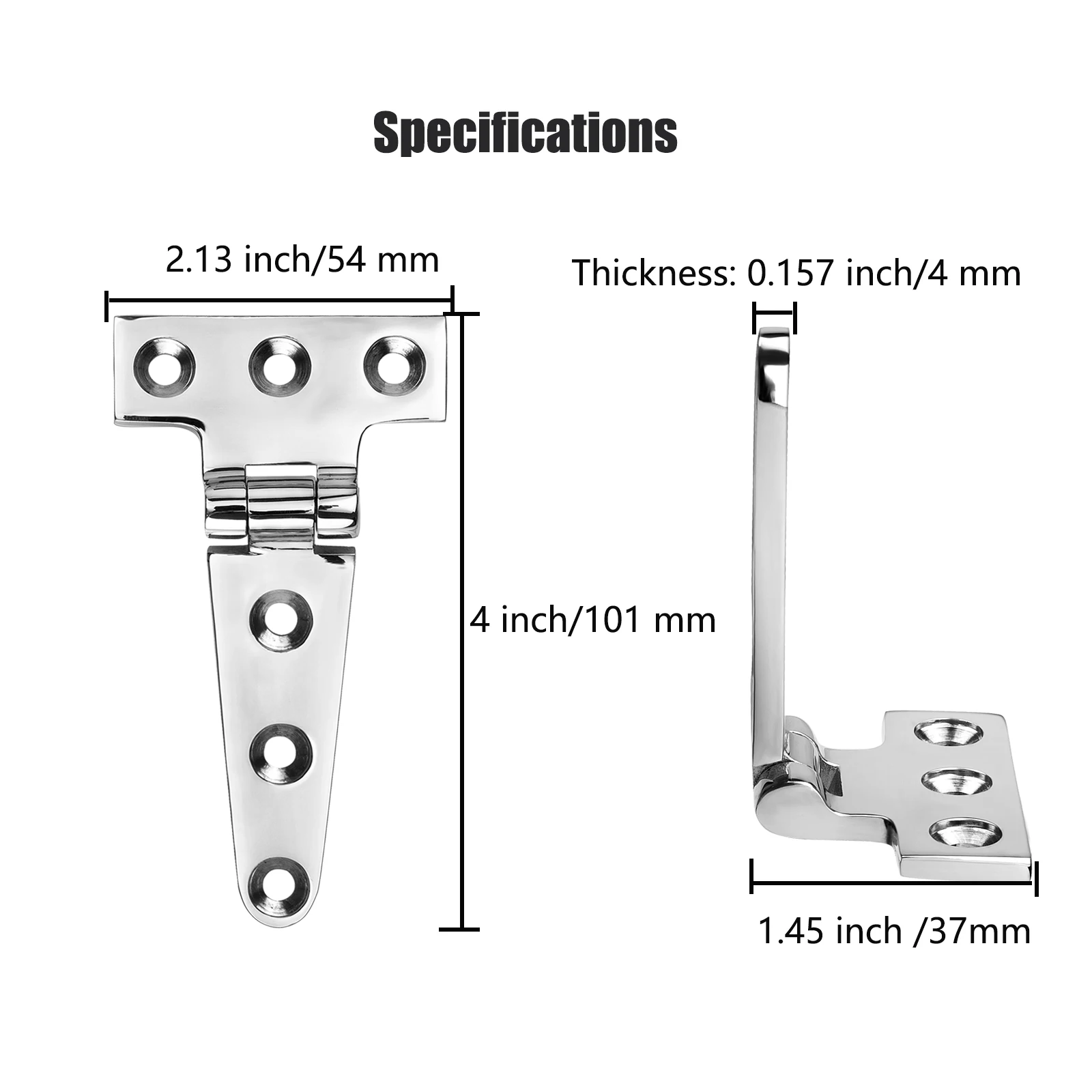 Heavy Duty T Hinges, Boat Hinges 4 Inch, Stainless Steel Marine Hinges, 316 Ss with Screws (2 PCS)