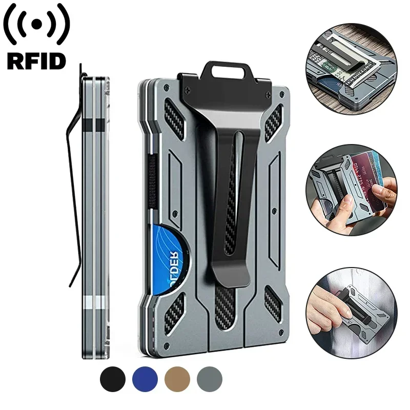 Big Capacity Business Card Holders ID Card Holder Top Quality Credit Case Bag RFID Aluminum Metal Card Clip Wallet for Men Women