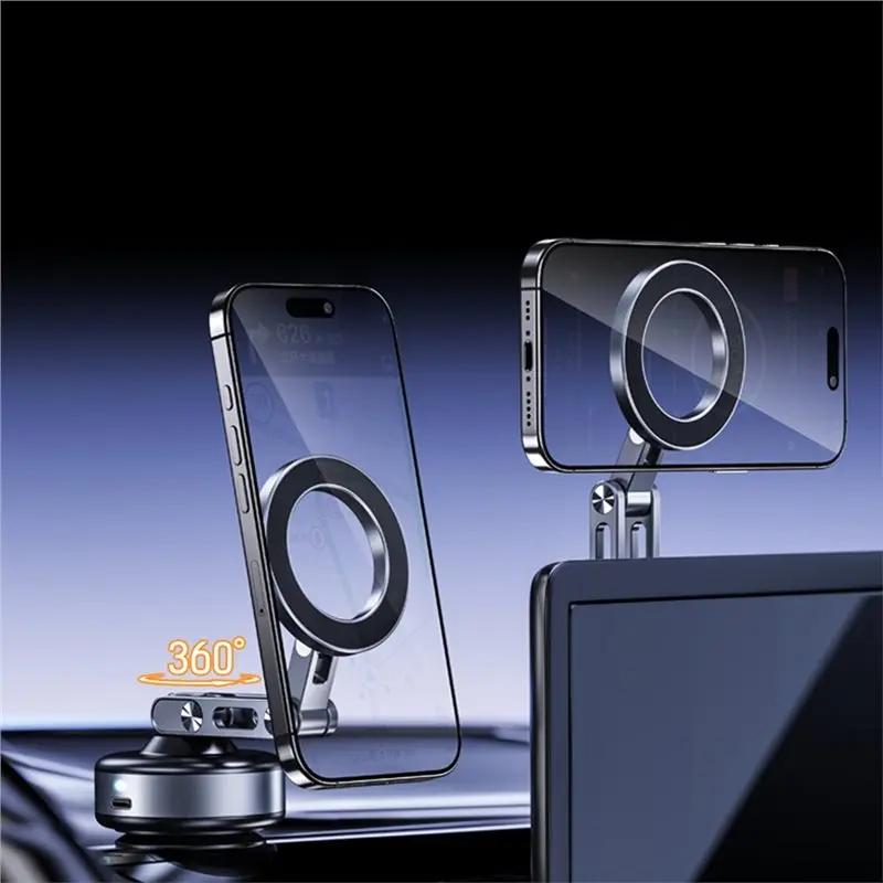 Strong Suction Stand Electric Vacuum Magnetic Suction Phone Mount Foldable 360° Rotation Car Phone Holder