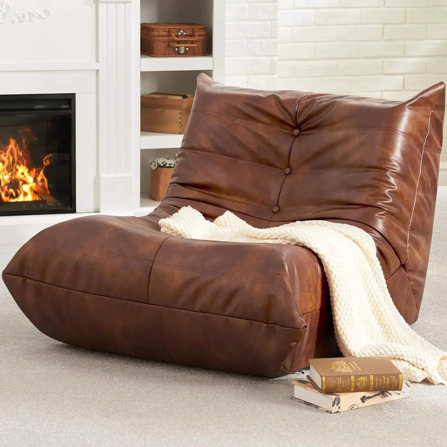 Bean Bag Chair Giant Bean Bag Sofa Memory Foam Bean Bag Chairs for Adults,  Sofa Sack Faux Leather  for Living