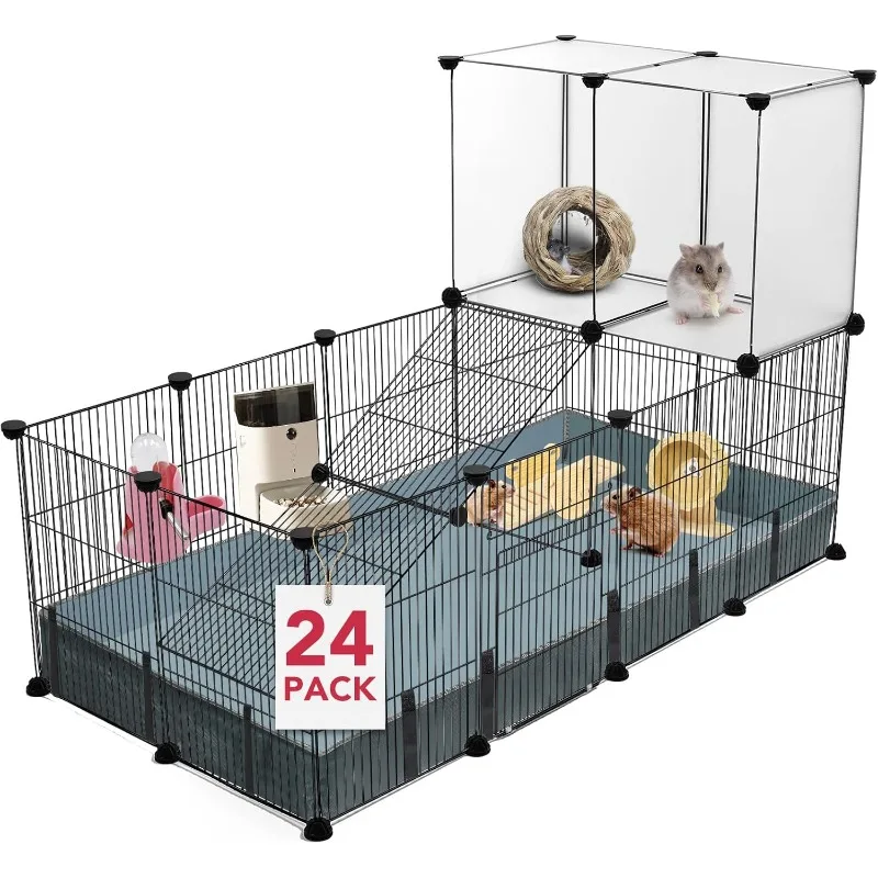 

24 Panels Small Animal Playpen,Pet Playpen,C&C Cage for Guinea Pigs,Puppy Play Pen,Bunny Playpen,Indoor Outdoor Portable