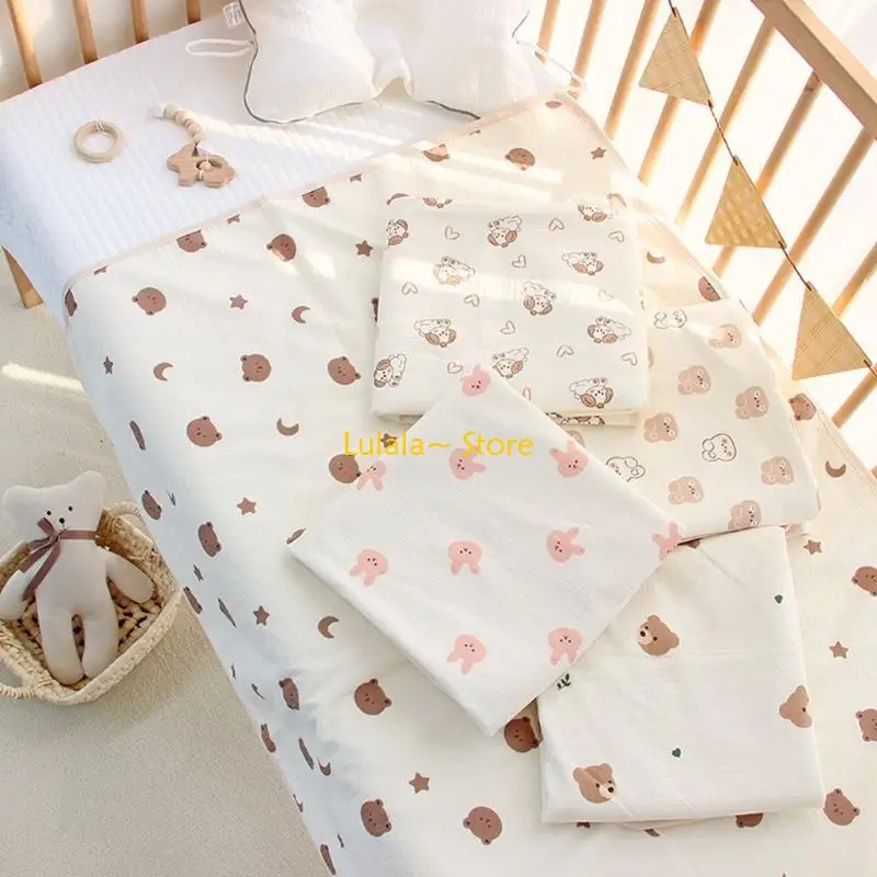 Y4QA Reusable Cotton Diaper Changing Mat Breathable Leakproof Nappy Cover for Babies