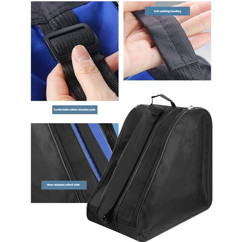 

Large Capacity Adjustable Shoulder Strap 3-Layer Ice Skating Bag with Heavy-Duty Shoe Storage - for Inline Skates Roller Skates