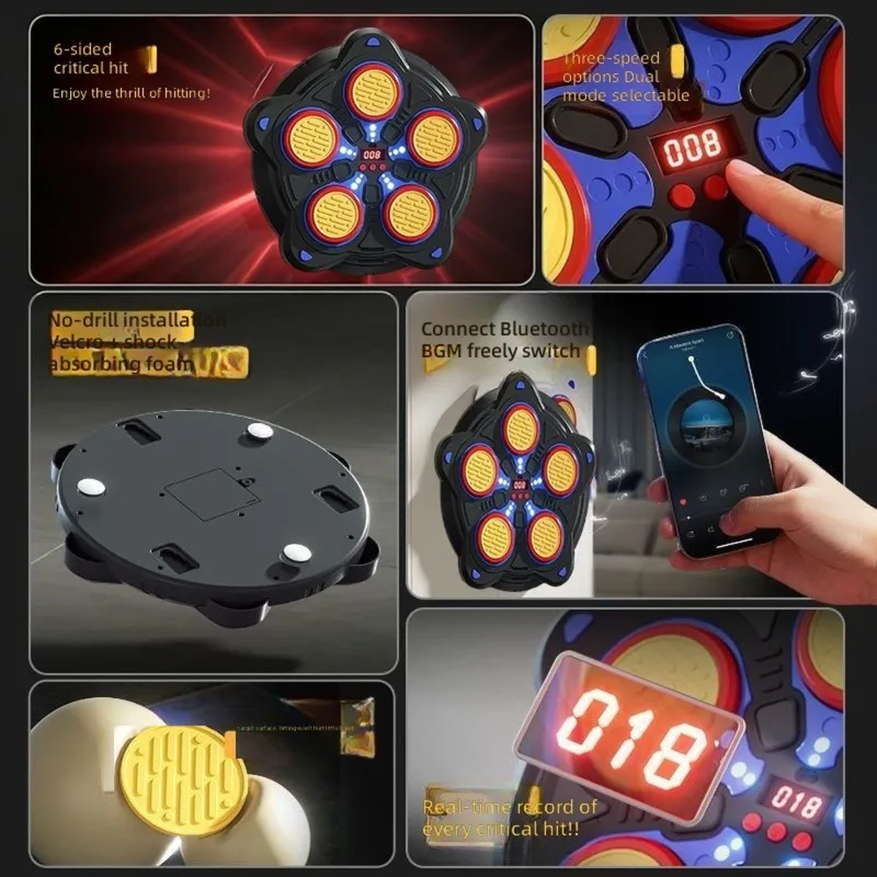 Music Boxing Machine, Interactive Punching Trainer With Boxing Gloves, Wall Mounted Electronic Boxing Target For Kids