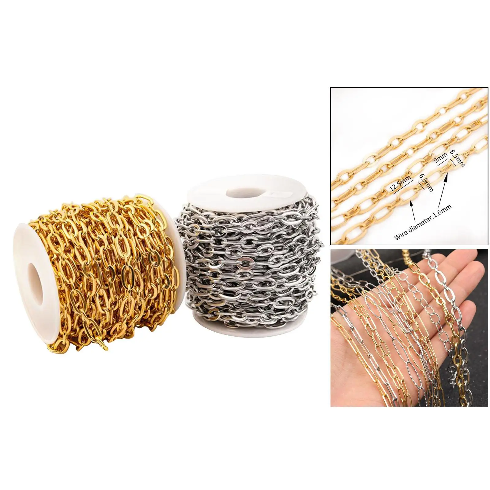 

Два рулона из нержавеющей стали, большая цепочка для изготовления ювелирных изделий своими руками, аксессуары