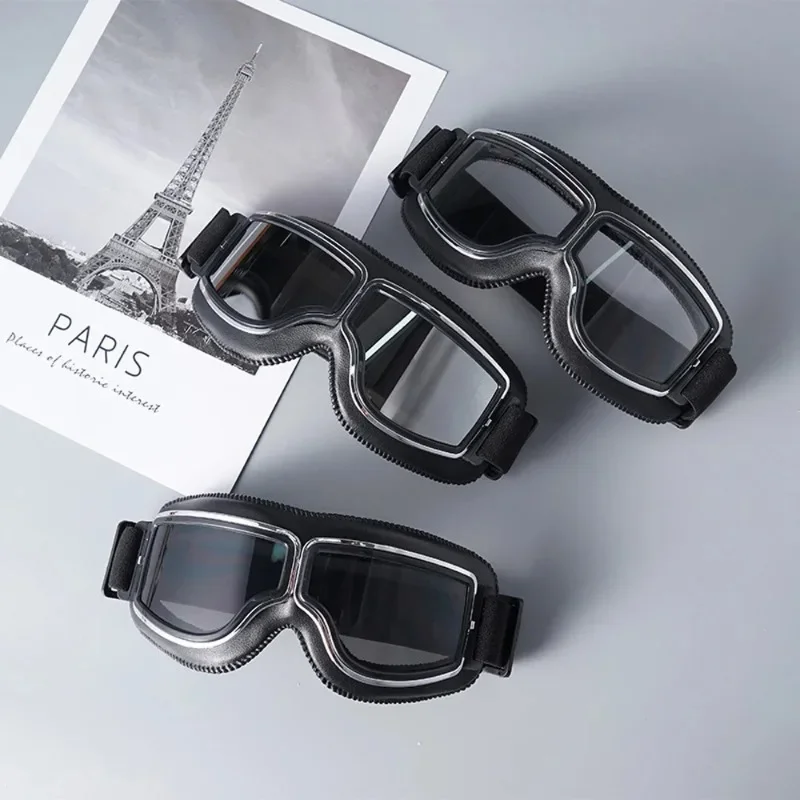 

Motorcycle Glasses Windproof Motorcycle Helmet Glasses Sunglasses Retro Universal Folding Leather Retro Motorcycle Accessories