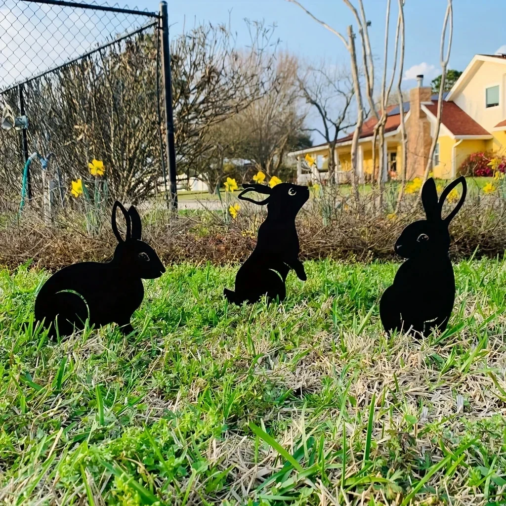 Kaninchen-/Eichhörnchen-Figuren, hohl, staubdicht, Schmiedeeisen, realistische Kaninchen-Kunstskulptur für Garten, Party, Dekoration, Metall, Haushof