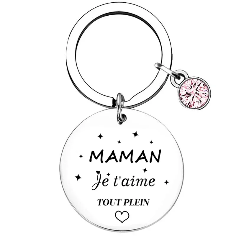 French Step mom Keychain keyring Step Dad Gift StepMom Gift Adoptive Family Key Rings Stepmother Birthday gifts